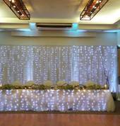 Led up lighting behind main table for a wedding