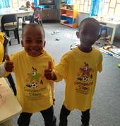 Receiving their SoccerStarz t shirts