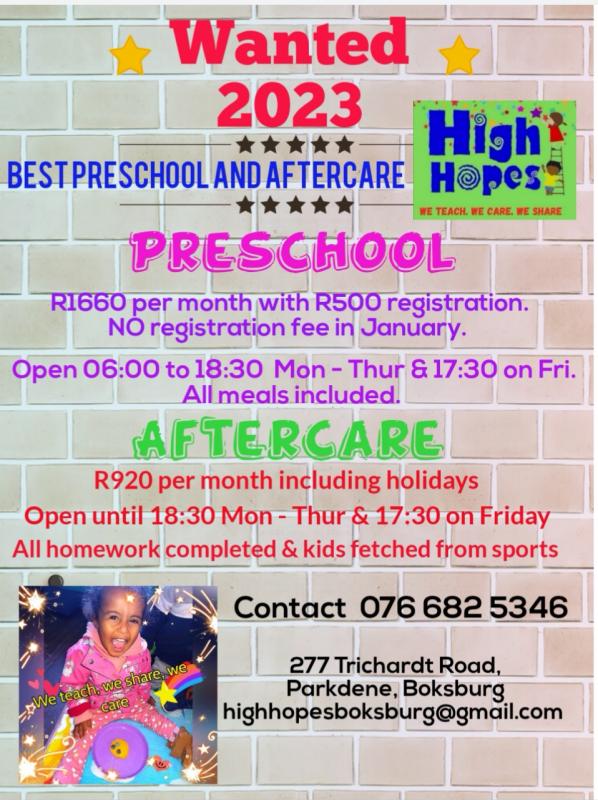 High Hopes Preschool And Aftercare - Preschools For Kids - ActiveActivities