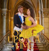 ballerina on pointe with partner, theatre production poster