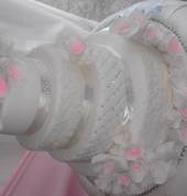 white and pink wedding cake