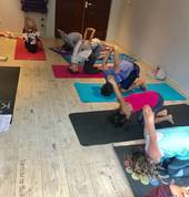 Bunny pose opens up the chest and allows for deep belly breathing and exercising of the arms and strengthening of the spine
