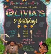 Moana themed invitation