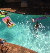 Having fun at the pool