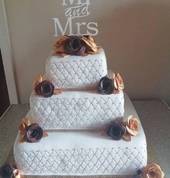 3 tier square Mr and Mrs Wedding Cake