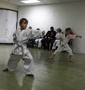 White belts at their first grading